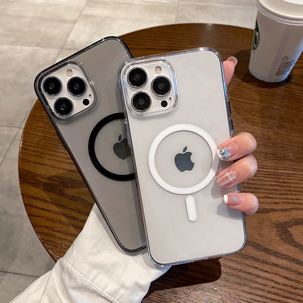 Магнитный чехол с металлической кнопкой для iPhone 13 12 Pro Max Беспроводная зарядка