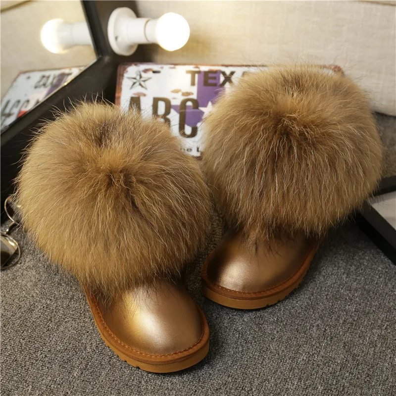 Новинка 2024 г. женские кожаные зимние ботинки из натурального Лисьего меха теплые