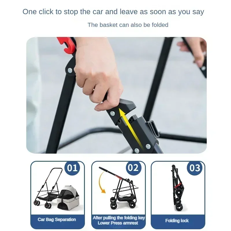 Складная прогулочная коляска для домашних животных 4-х колесная дорожная детская