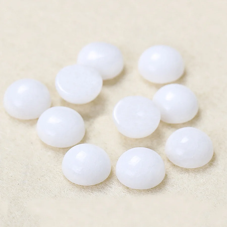 

10pcs Round White Cabochon Natural Stones,8mm 10mm 12mm Polished Flat Back Stone,Earring Jewelry Necklace Making