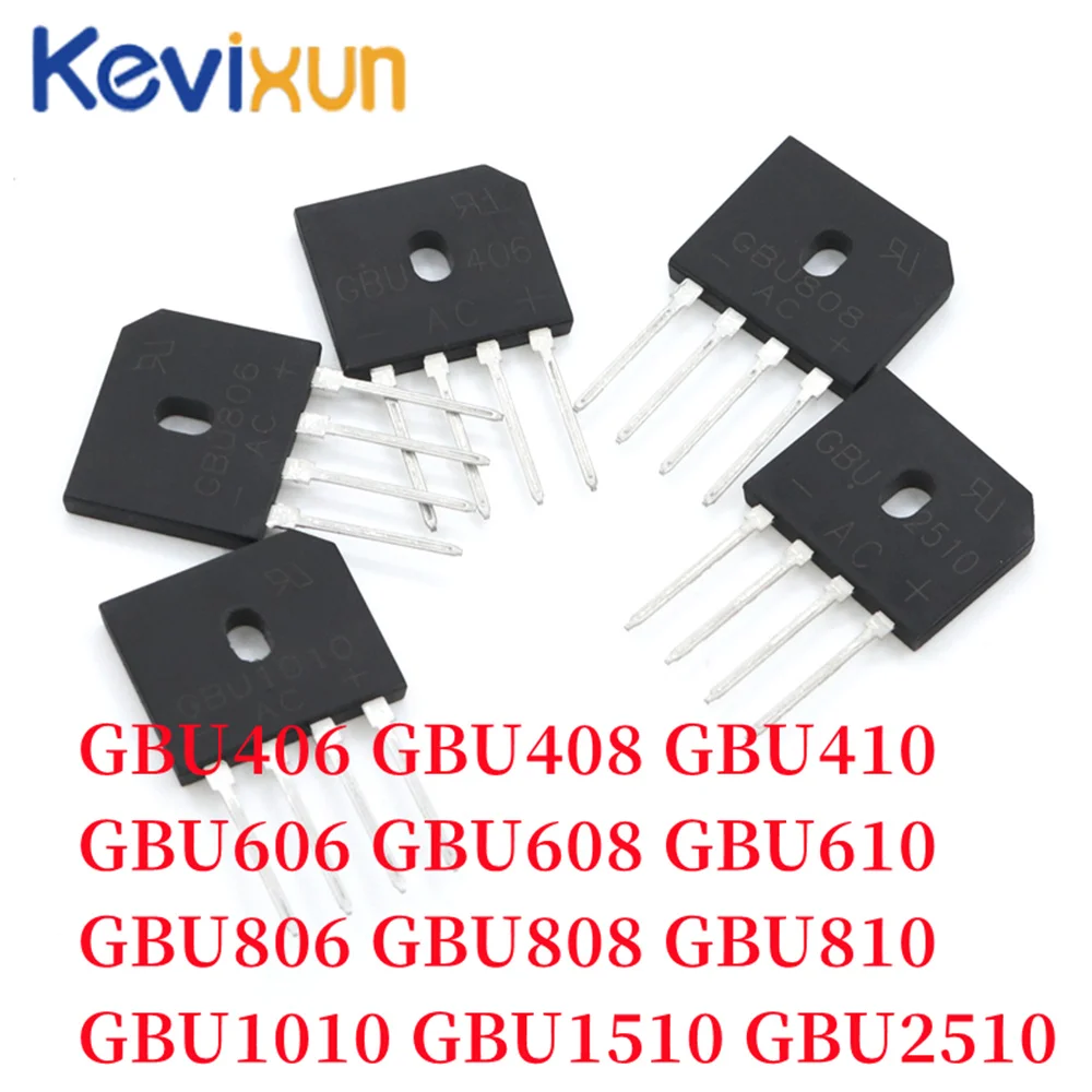 10pcs/lot GBU406 GBU408 GBU410 GBU606  GBU608  GBU610 GBU806 GBU808 GBU810 GBU1010 GBU1510 GBU2510 Bridge Rectifiers