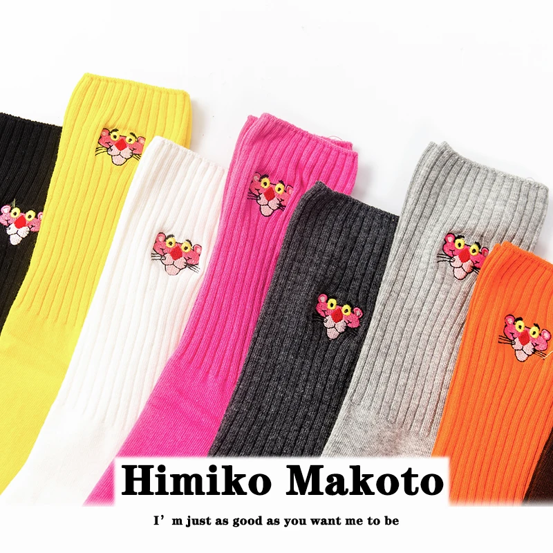 

Kawaii Pantera Rosa аниме мультфильм хлопковые чулки корейские женские носки японские носки женские хлопковые