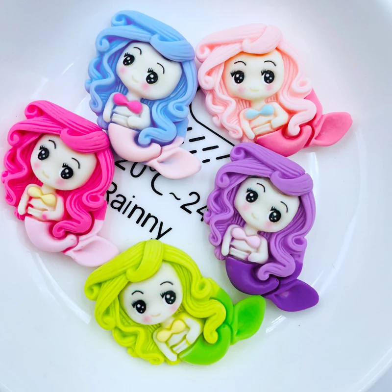 10 шт. новые милые мини кавайные Мультяшные разноцветные русалки из смолы
