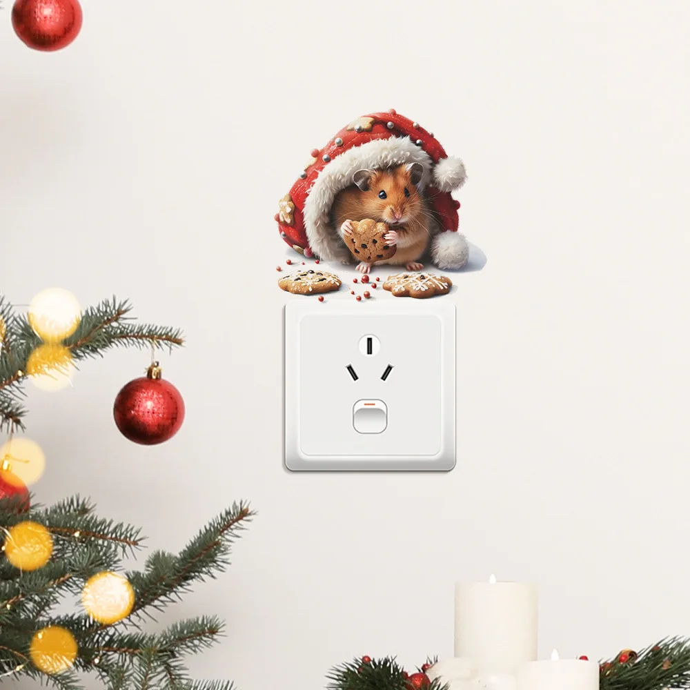 

Настенная наклейка HonC Рождественская шляпа мышь