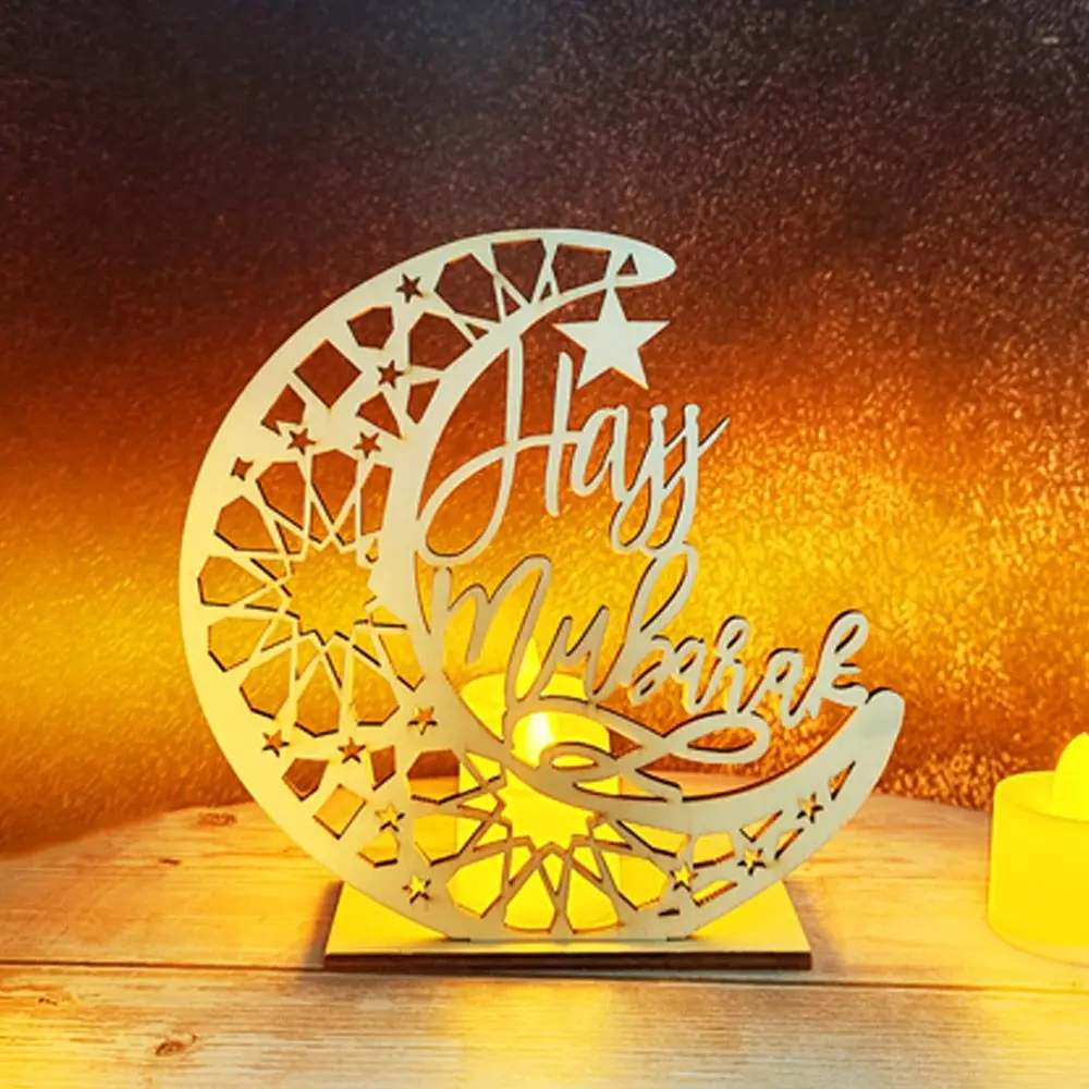 Светодиодный подвесной деревянный Ид Мубарак Карим Рамадан Свечи Свет Исламский