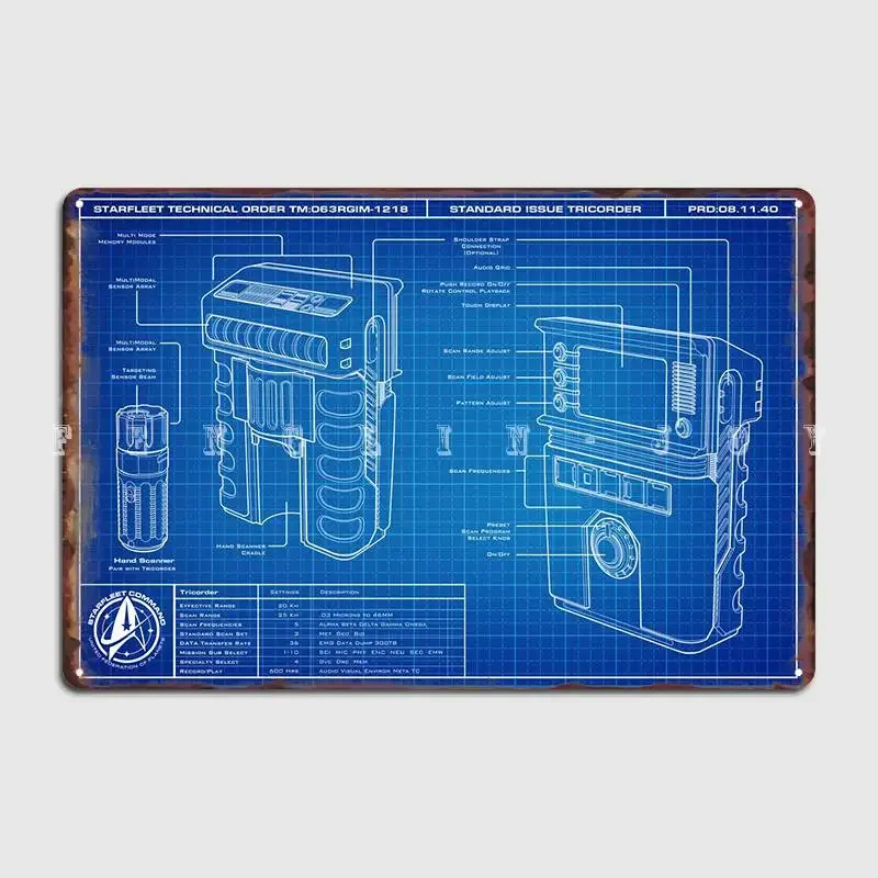 Стандартная проблема металлический плакат Tricorder Клубное украшение для кухни