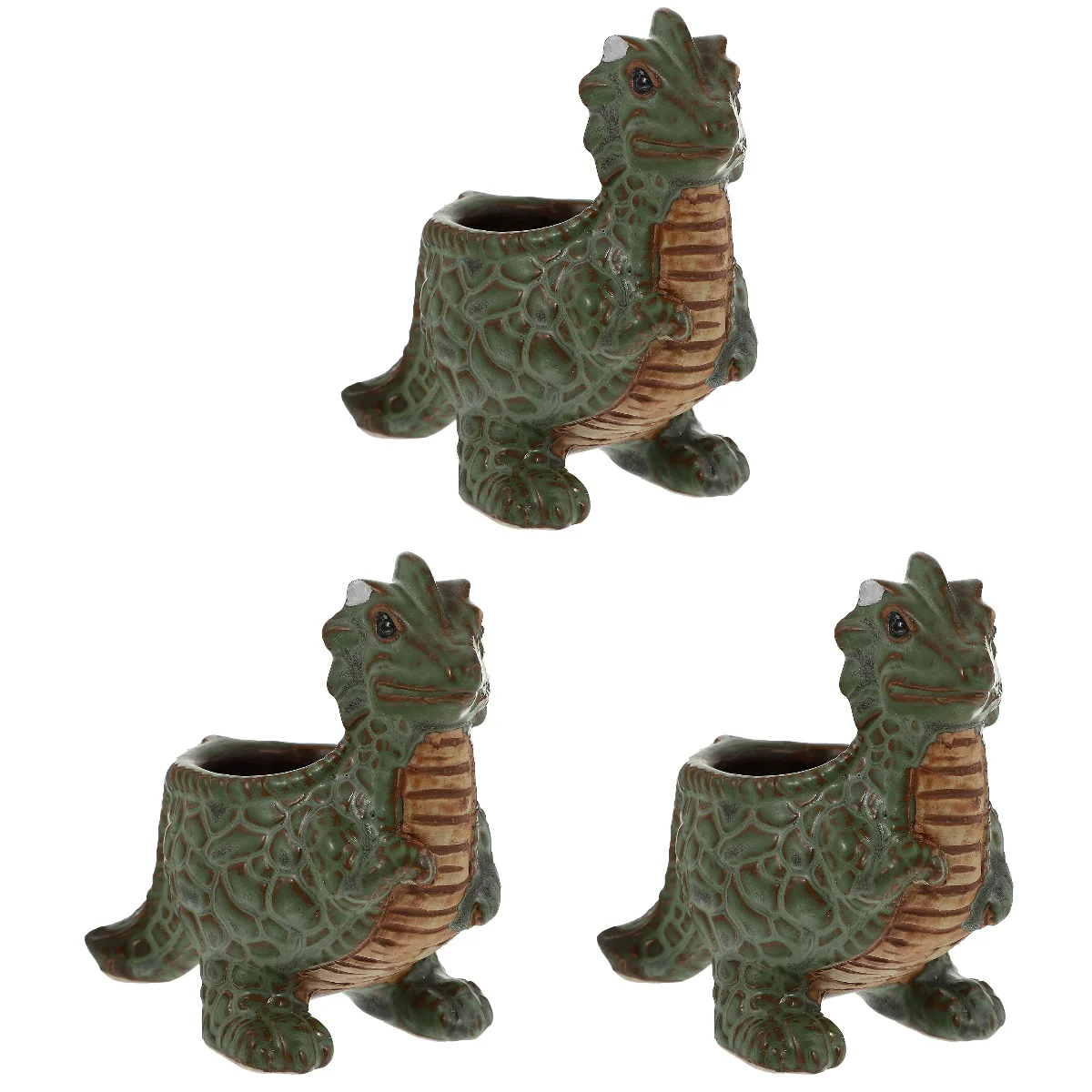 

3 pcs Modeling Flowerpot Home Decorative Planter Ceramic Artware Green