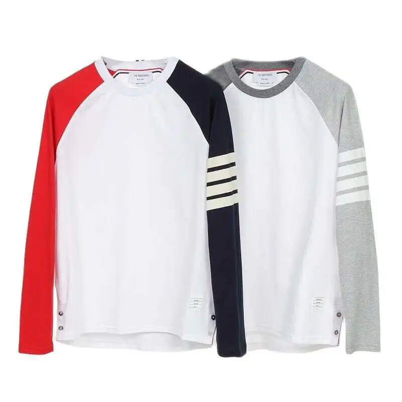 

Y2K four-bar TB BROWIN men's and women's T-shirt cotton long-sleeved Korean casual bottoming shirt jacket