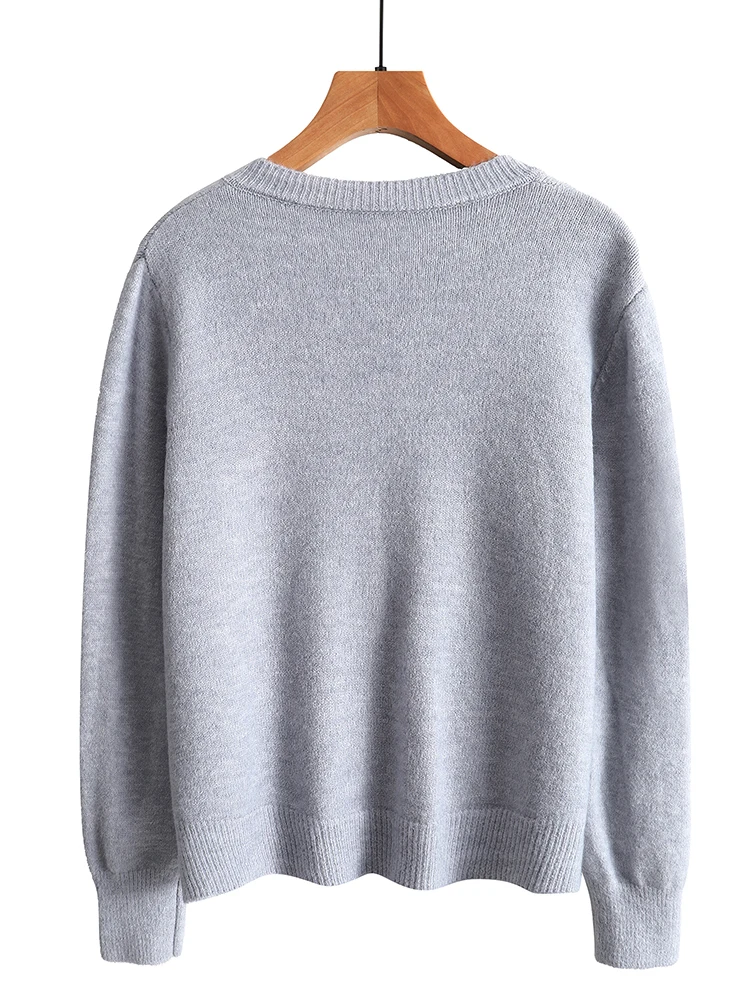 Женский трикотажный кардиган с круглым вырезом осень 2024