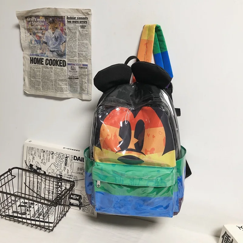 

Прозрачный школьный рюкзак с радужными мультяшными героями Диснея