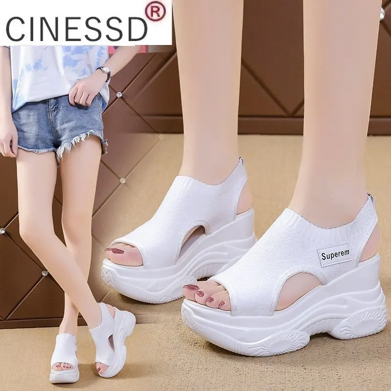 

2022 summer new high wedge heel Roman women's sandals slip-on loafers clogs wedge heel women's fashion casual platform shoes