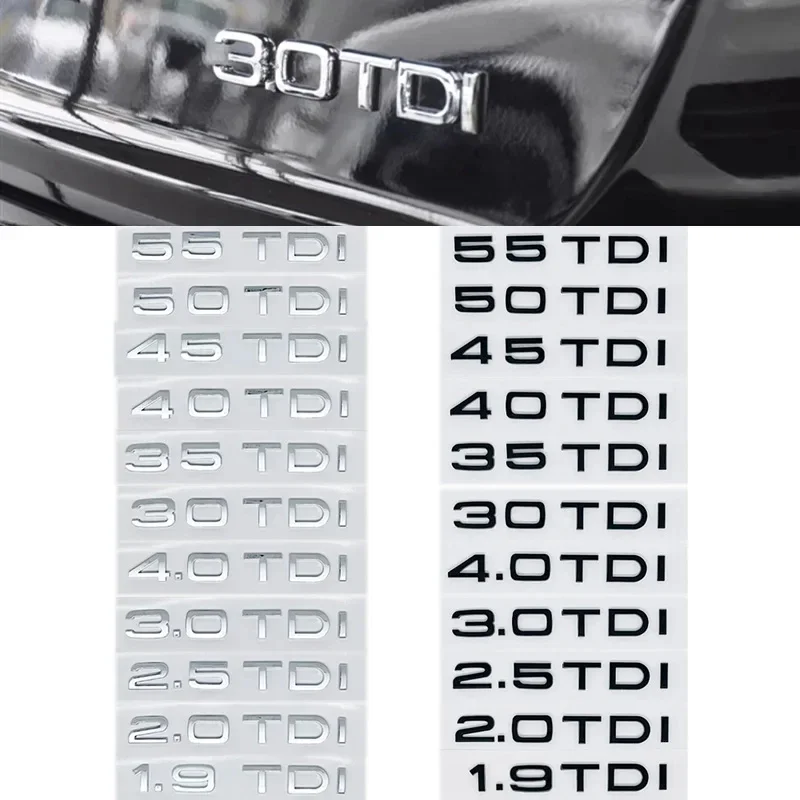 Фото 3D наклейка на автомобиль из ABS-пластика для 2.0 2.5 3.0 4.0 TDI 30 35 40 45 50 55 TDI A4 A5 A6 A7 A8 Q5 Q7, эмблема с буквами, декоративный значок на задний багажник. №1