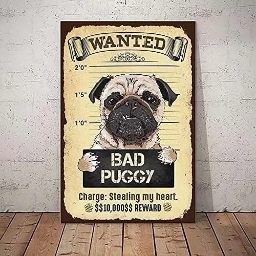

Металлический жестяной плакат с изображением плохой пугги собаки, требуется печать, постер для ресторана, гостиной, домашнее искусство, нас...