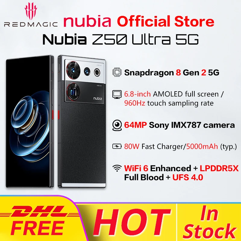 

Nubia Z50 Ultra Photographic Edition SmartPhone 6.8inch 144Hz AMOLED 16GB 512GB Snapdragon 8 Gen 2 Octa Core 80W Fast Charge NFC