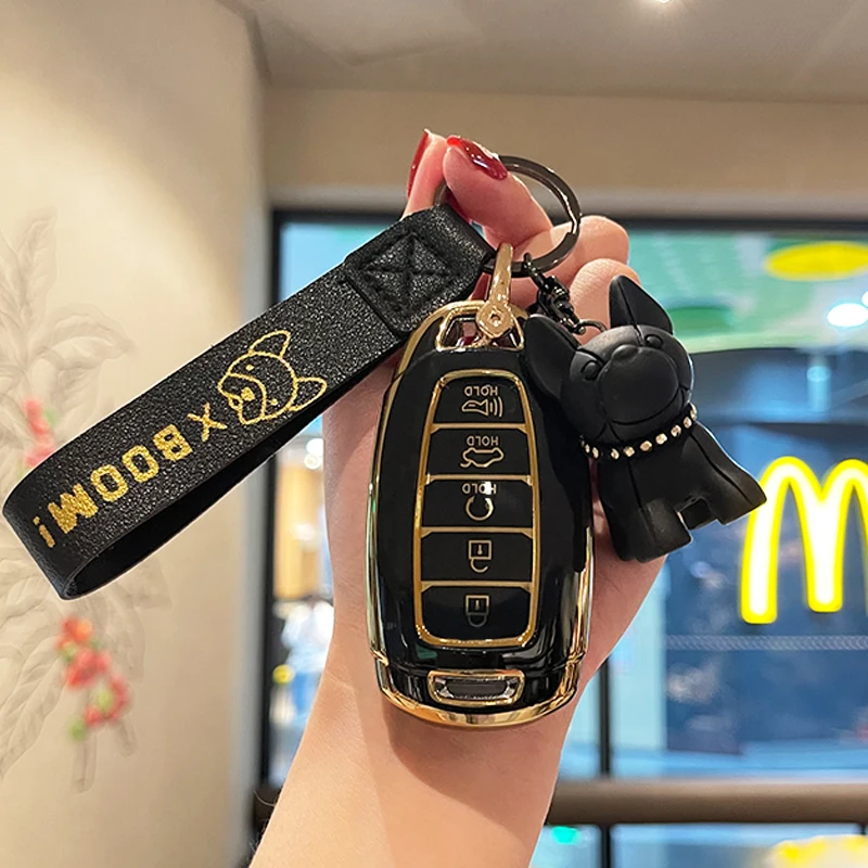 

Чехол для автомобильного ключа, 5 кнопок, для Hyundai Palisade 2020-2019 Hyundai Palisade Elantra GT Accent Kona Santa Fe Veloster