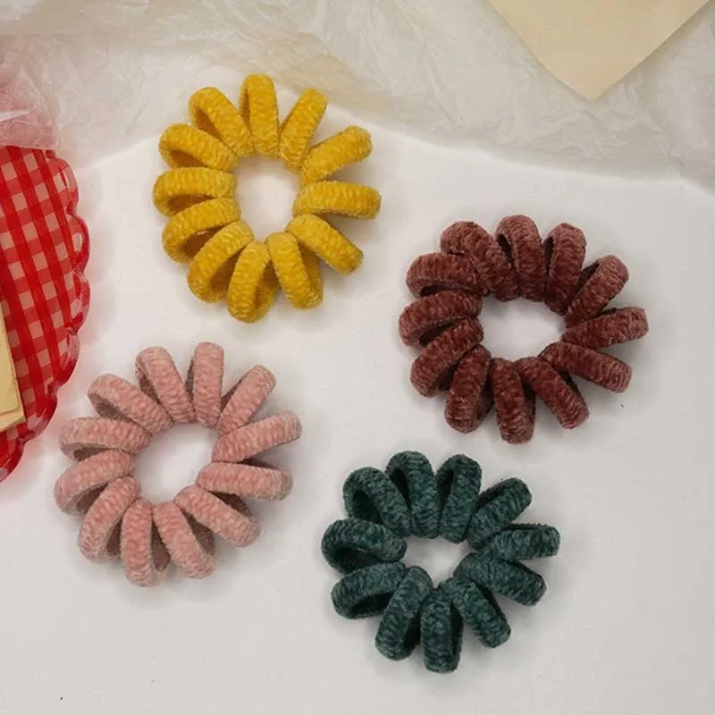 

1PC Elastic Hair Bands Velvet Spiral Shape Ponytail Holders Hair Ties Gum Rubber Band Hair Rope Telephone Wire Hair Accessories