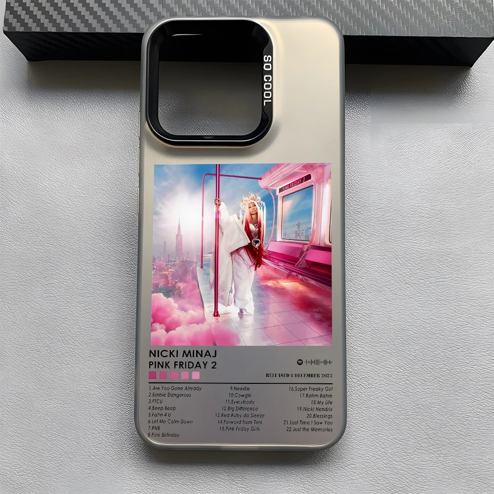 Чехол для телефона N-Nicki M-Minaj Pink Friday 2 iPhone 16 15 14 13 12 11 Pro Max серый черный матовый