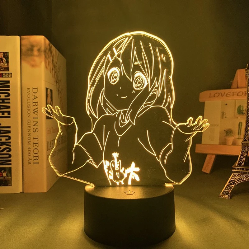 K ON Hirasawa Yui Anime Figure 3d Led Lamp for Bedroom Mange Avatar Touch Night Lights Children's Room Decor Birthday Gift