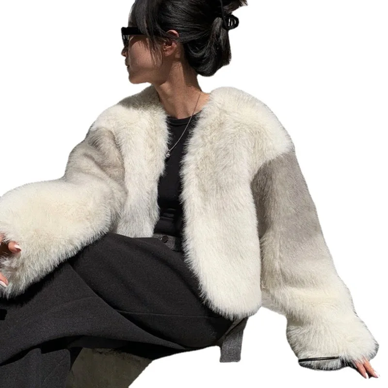 Silky thickened fur coat for autumn and winter