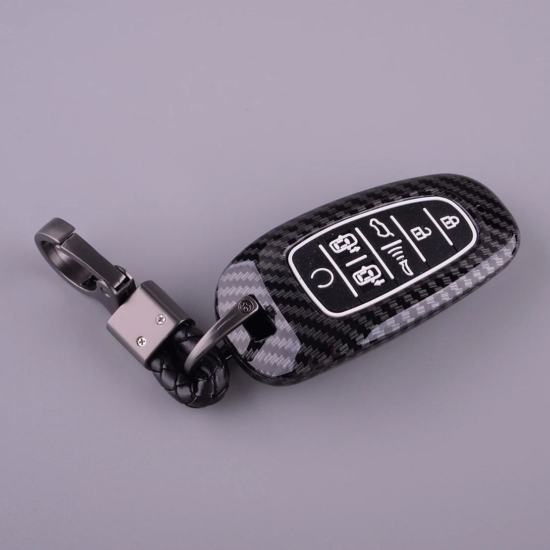 

7 кнопочный пульт дистанционного управления брелок для ключей чехол подходит для Hyundai Santa Fe Palisade Tucson 2023 стиль зернистой поверхности из углеродного волокна