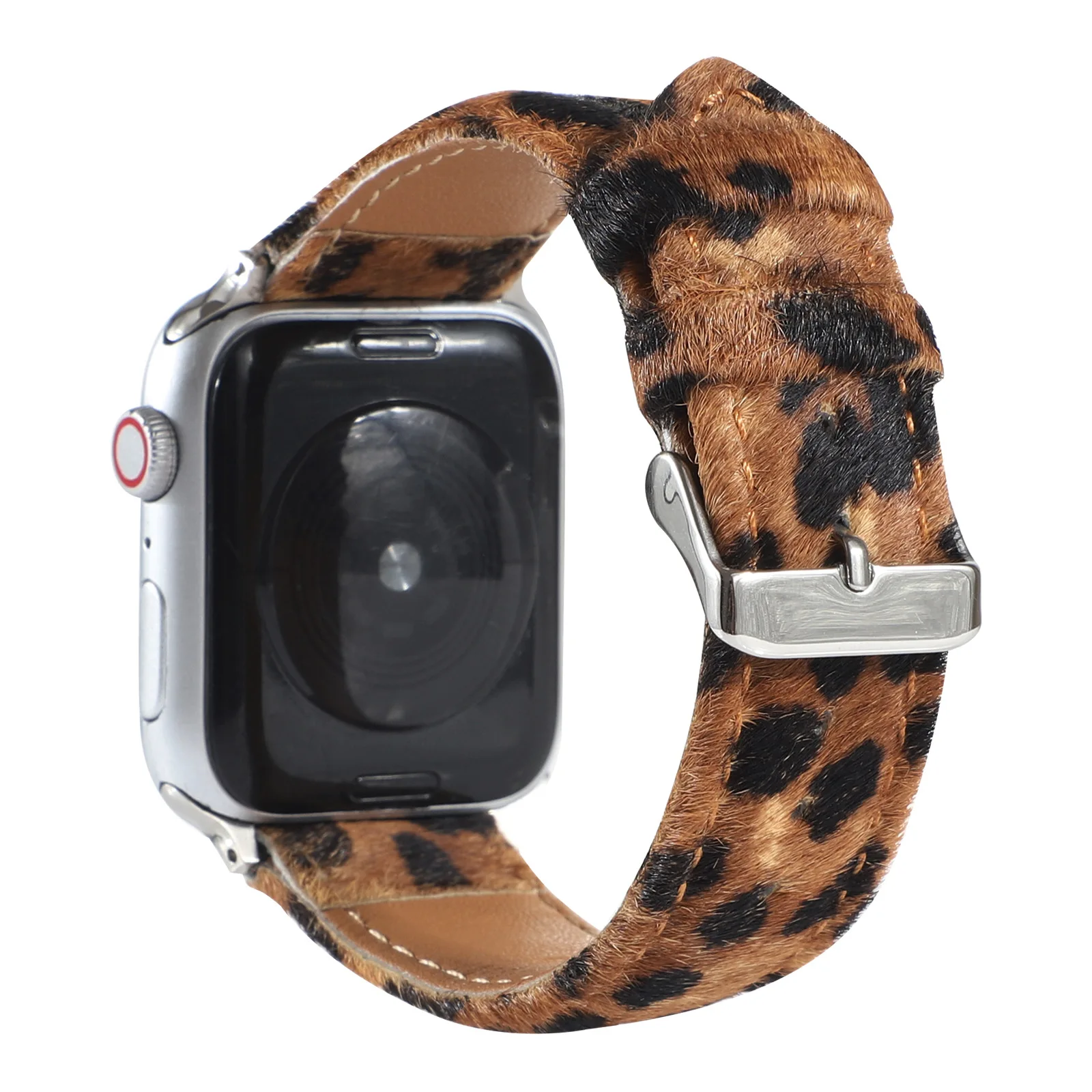Фото Кожаный браслет из леопардового конского волоса для Apple Watch Band 40 мм 41 мм 42 мм 44 мм 45 мм 49 мм Ремешок iWatch Series 4 5 6 7 8 9 SE Ultra №1