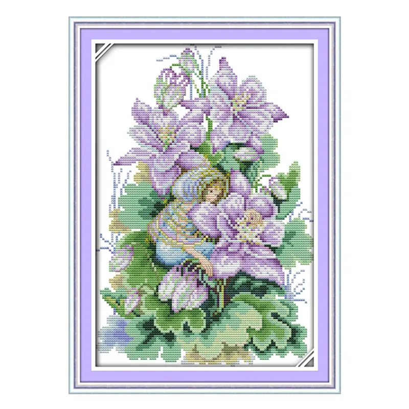 

A magnolia spirit cross stitch kit flower 14ct printed fabric canvas stitching embroidery DIY handmade needlework
