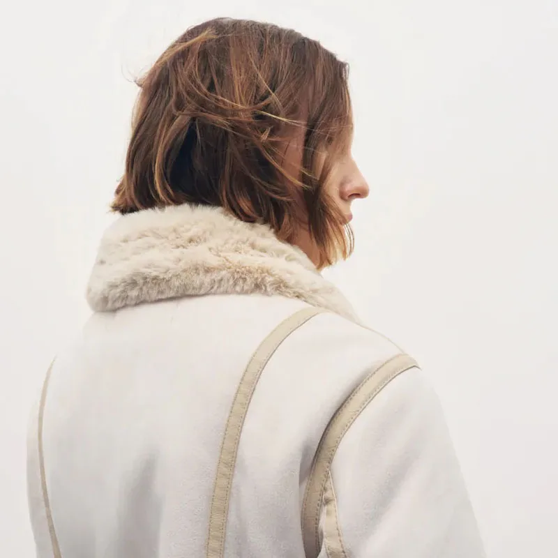 Ardm Casual Streetwear Faux Fur Splicing Motorcycle Jacket Women Thick Warm Winter Jacket Coat Zipper Suede New In Outwears Tops