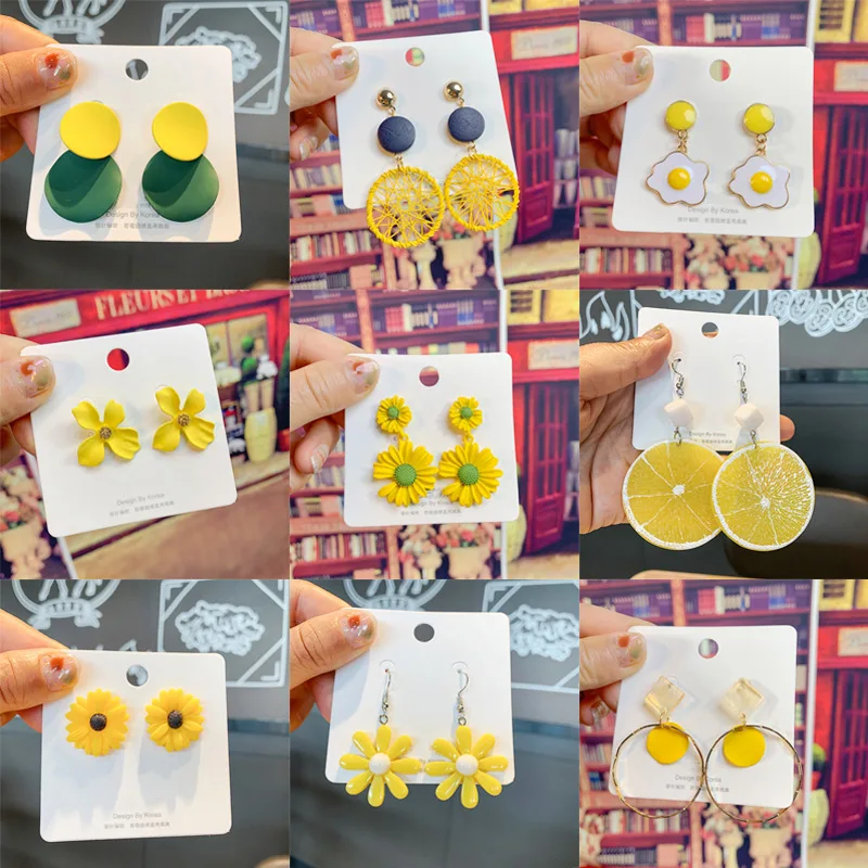 

Summer Yellow Department Earrings Sweet Girl Geometric Flower Earring Personality Simple Versatile Earrings Women Jewelry Gifts