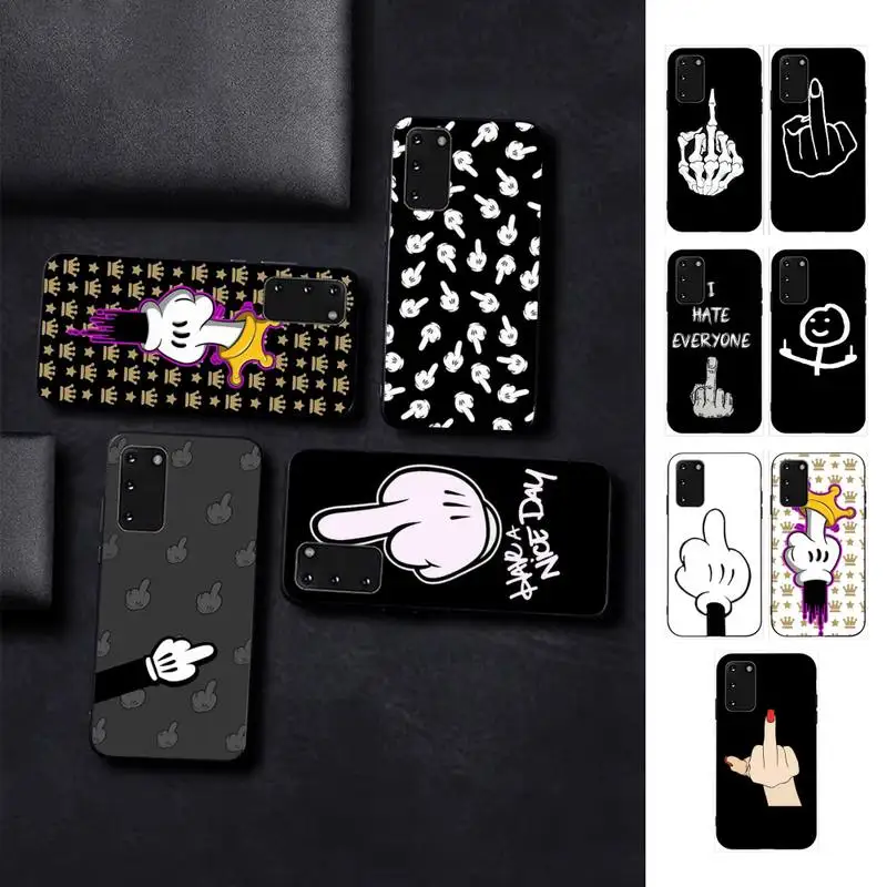 

Cartoon Middle Finger Phone Case for Samsung S10 21 20 9 8 plus lite S20 UlTRA 7edge