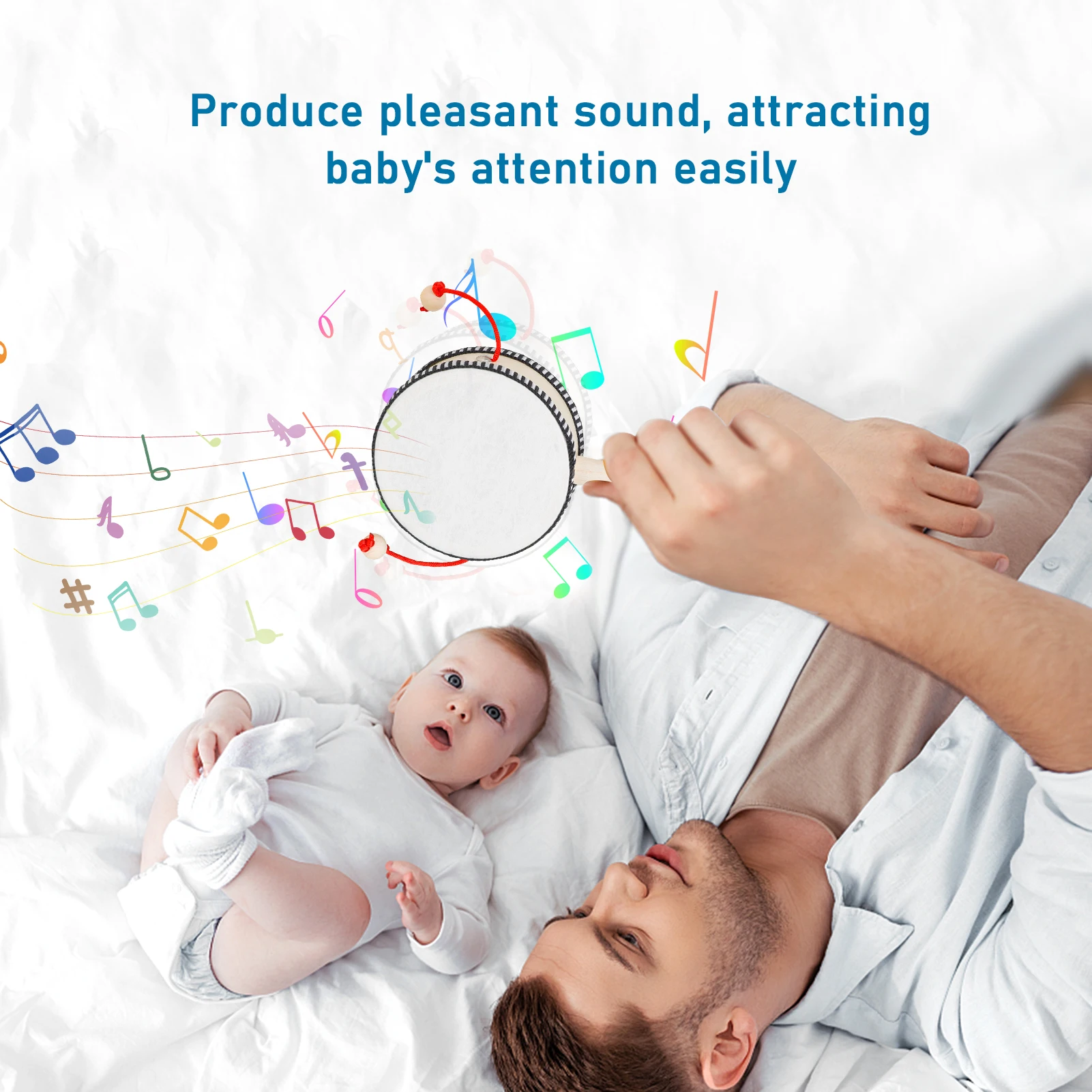 

Деревянная погремушка-барабан, игрушка-Вращающаяся погремушка, креативная, прочная, для творчества и раннего развития, деревянная игрушка ...