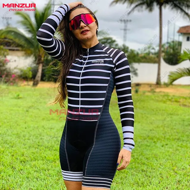 MANZUR Women's Workout Clothing Outdoor Cycling Clothing Women's Long  Sleeve Breathable Lycra Bodysuit Shorts Set - купить по выгодной цене |  AliExpress