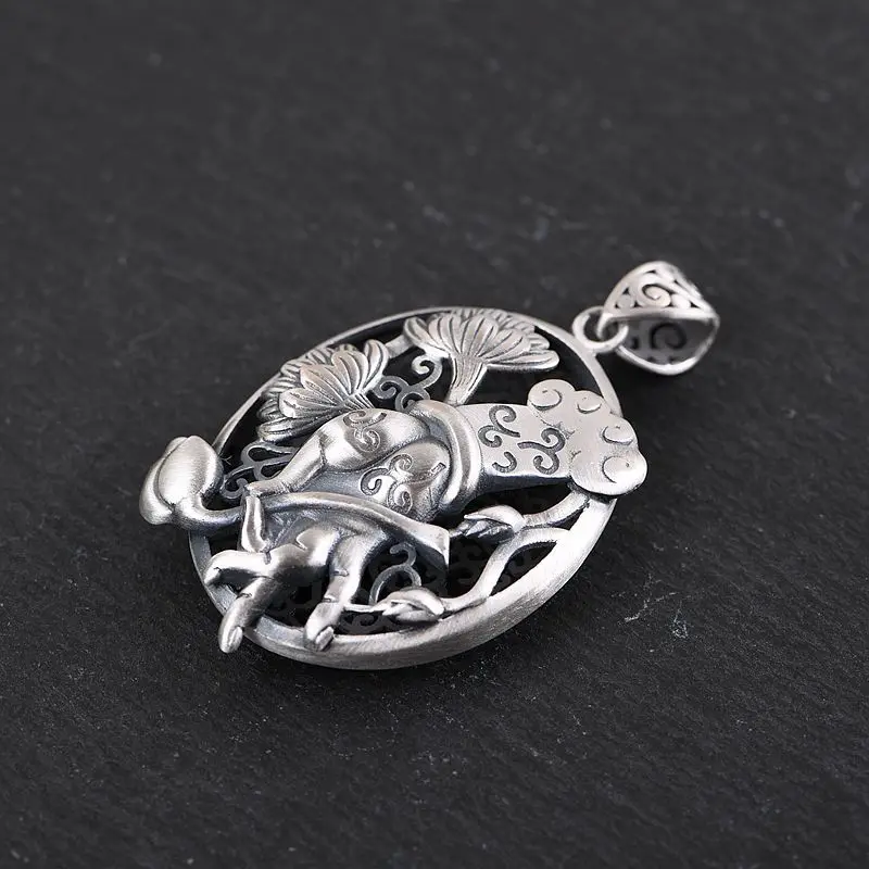 

FNJ 990 Silver Lotus Pendant Original Pure S990 Sterling Silver Pendants for Jewelry Making Women Lucky Buddha Hollow