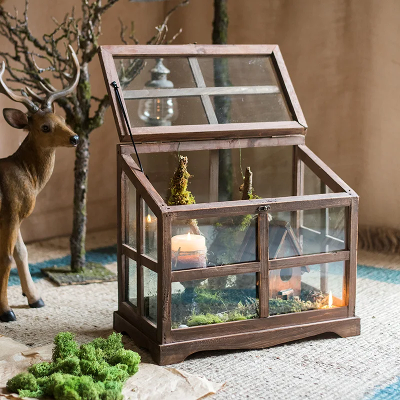 

Glass Box Greenhouse Micro Landscape Display Box Storm Lantern Candlestick Storage Grocery Garden Ins