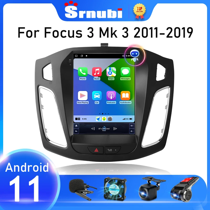 $97.65 Srnubi Android 11 Car Radio For Ford Focus 3 Mk 3 2011 2012 - 2019 For Tesla style Multimedia Player 2Din GPS Carplay Stereo DVD