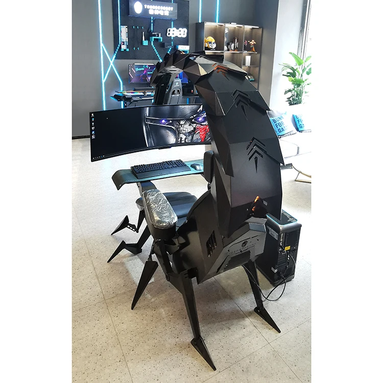 Фото Роскошное геймерское кресло-кокпит Cluvens Scorpion с автоматическим механизмом наклона и функцией невесомости для компьютера и работы №3