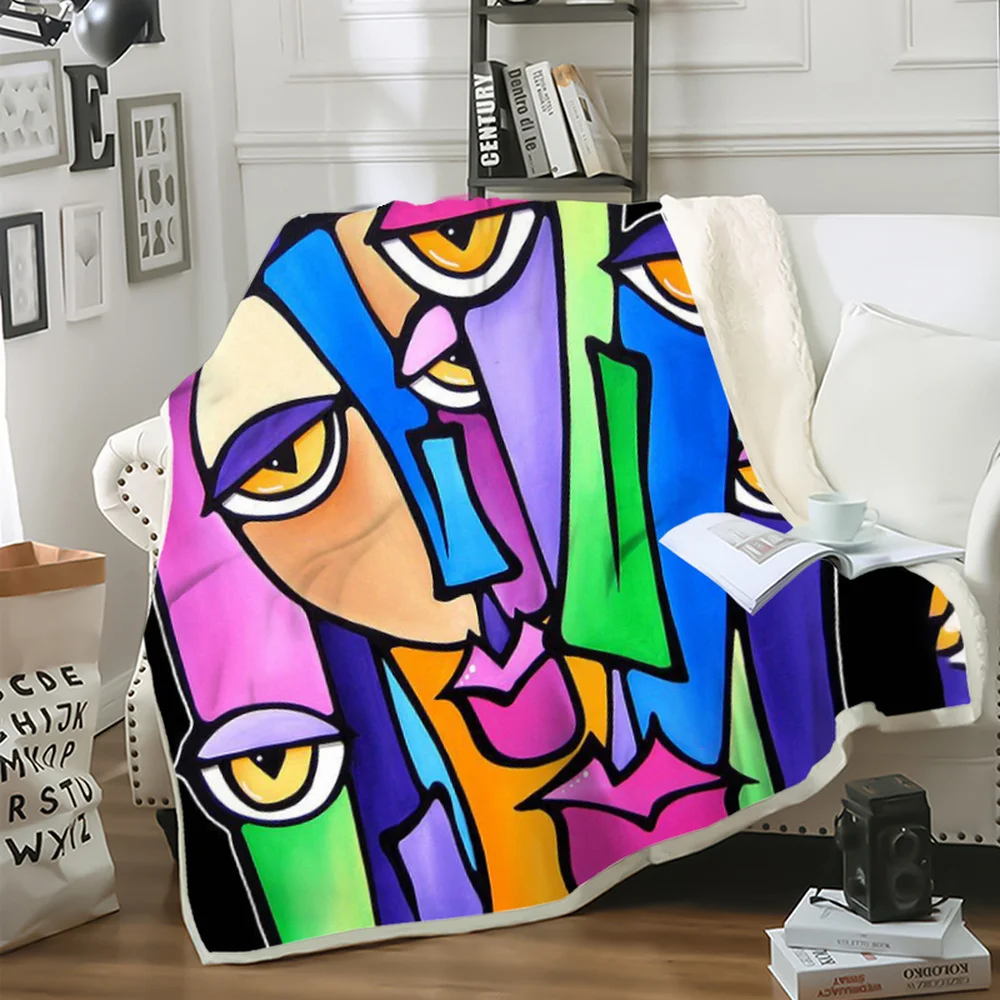 

CLOOCL Polynesian Style Geometric Abstract Art Blanket 3D Sofa Travel Throw Blankets Teens Bedding Double Sided Plush Quilt