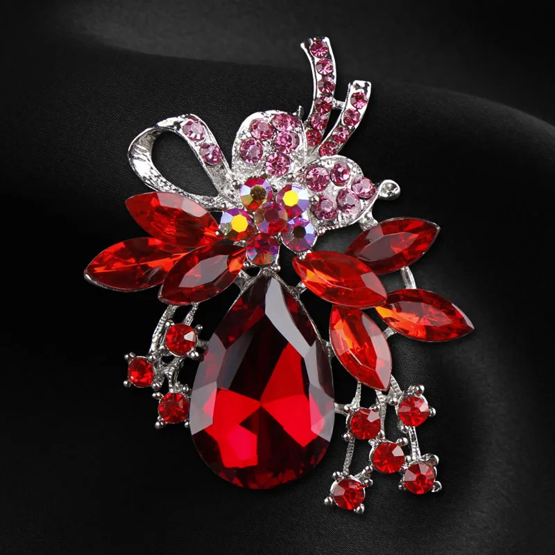 Высококачественные хрустальные модные броши с покрытием из сплава шелковые