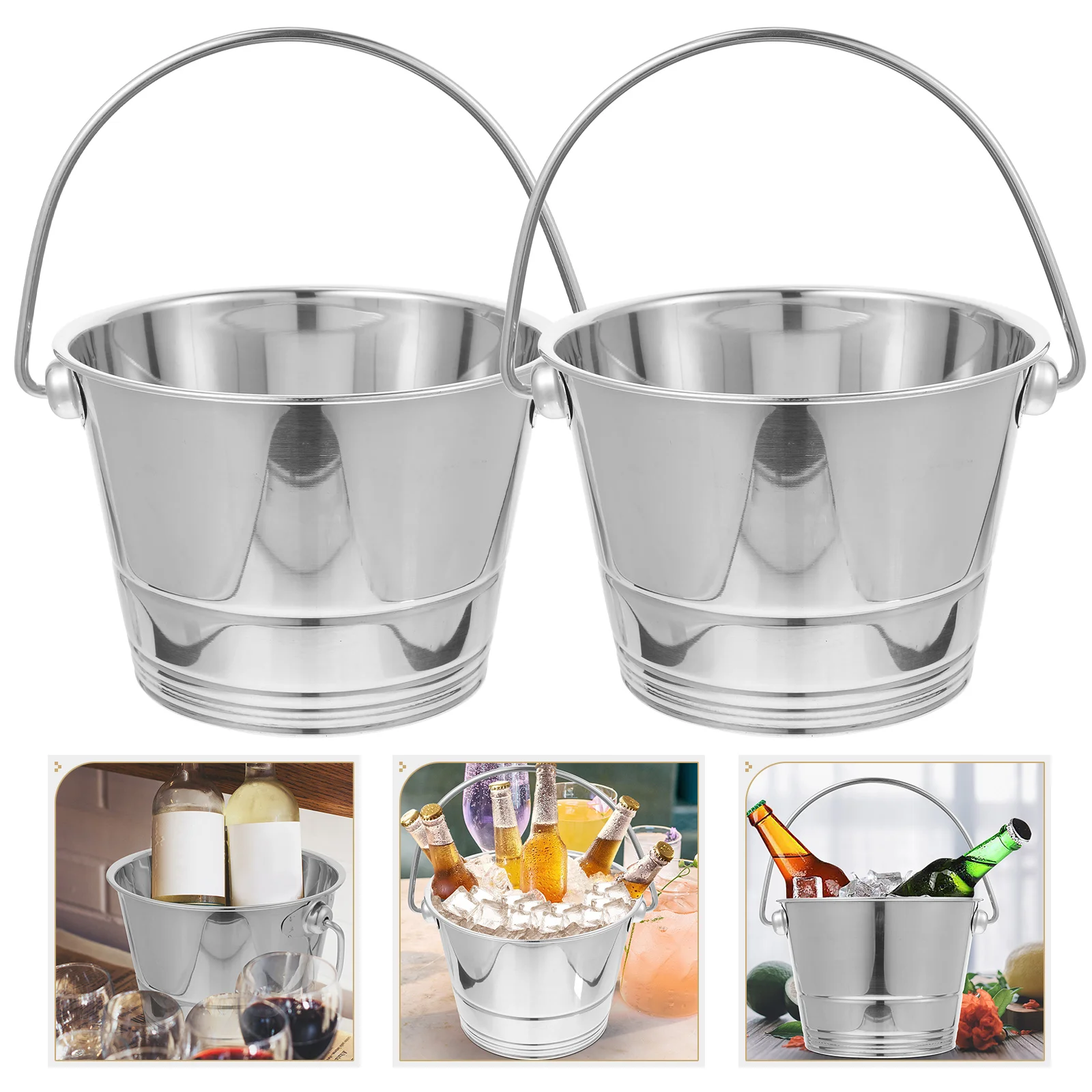 

Stainless Steel Ice Bucket Bar Champagne Iced Cube Holder Container Barrel Storage Bottle