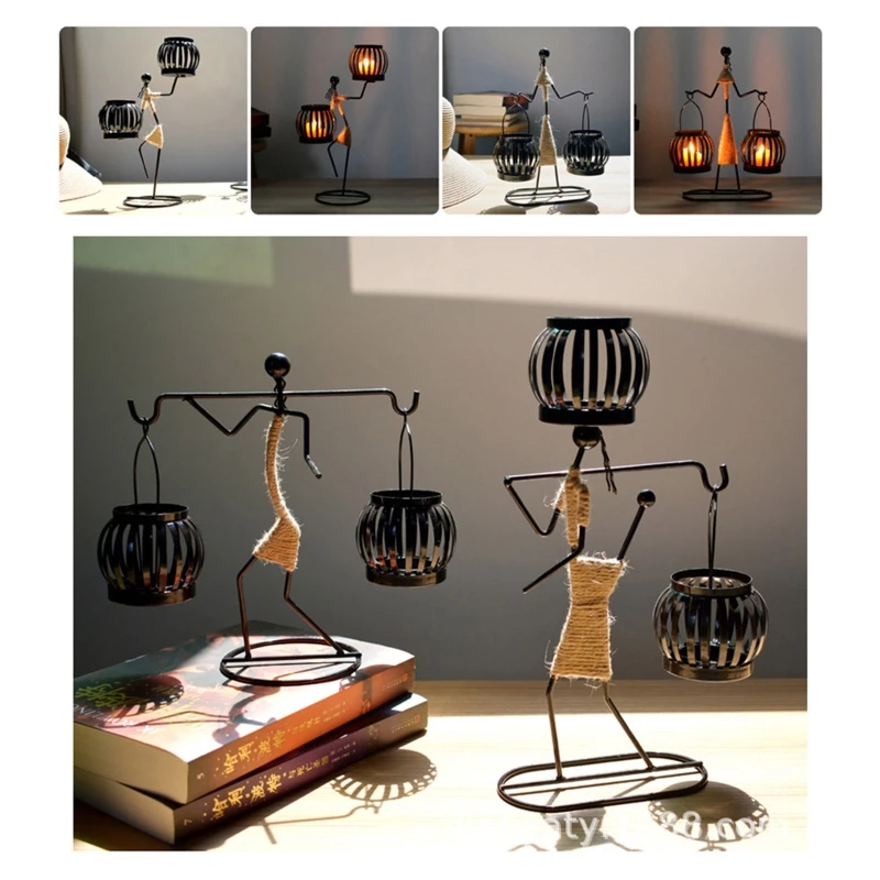 

Железный подсвечник в стиле ретро, подсвечник в абстрактном стиле для мужчин, настольное художественное украшение для дома, свадьбы, дня ро...