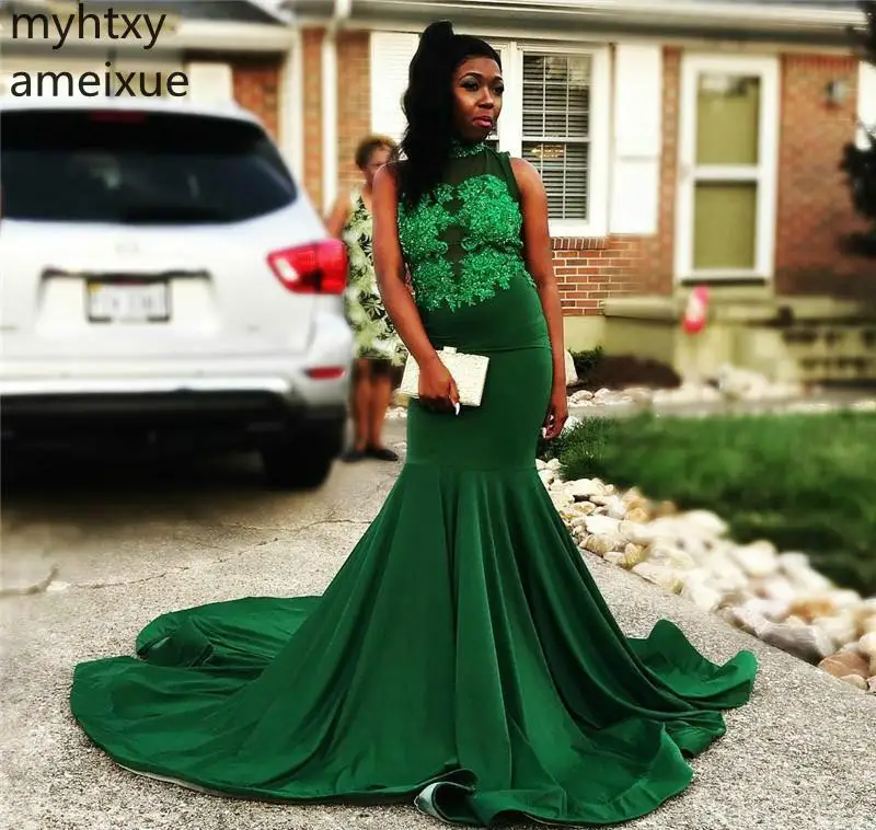 

Sexy 2023 South African Black Girls Prom Dress Dark Green Mermaid Wear Evening Party Gown Custom Made Plus Size Prom