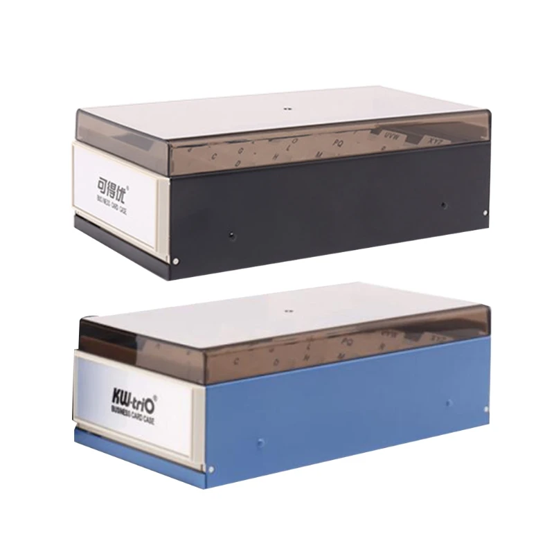 

Business Card Holder with Lables Card Filing Box Expandable Double Ends with Lid