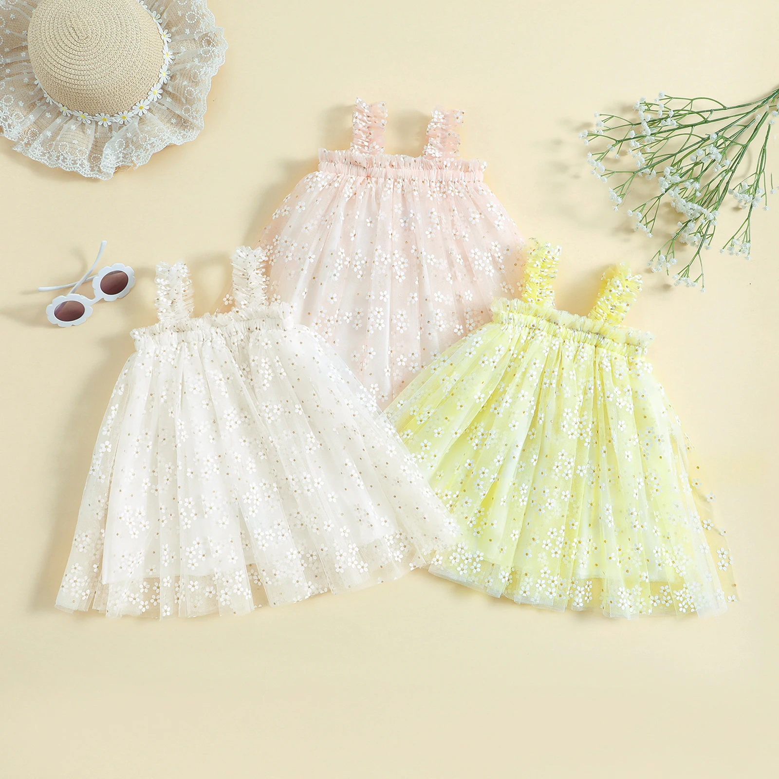 

Toddler Baby Girl Mesh Tutu Dress Sleeveless Strap Princess Birthday Party Wedding Dress Cute Summer Clothes