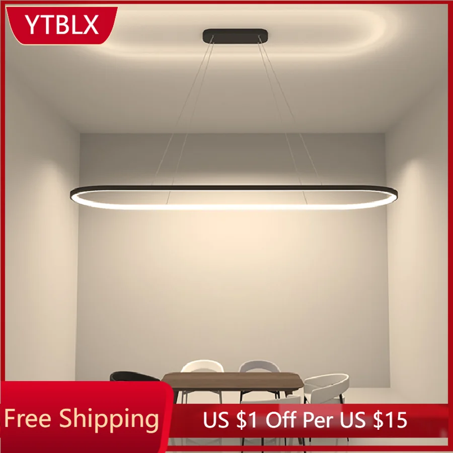 

Designer dining room ceiling lamp ins Nordic minimalist dining room bar table creativity word led strip modern simplicity