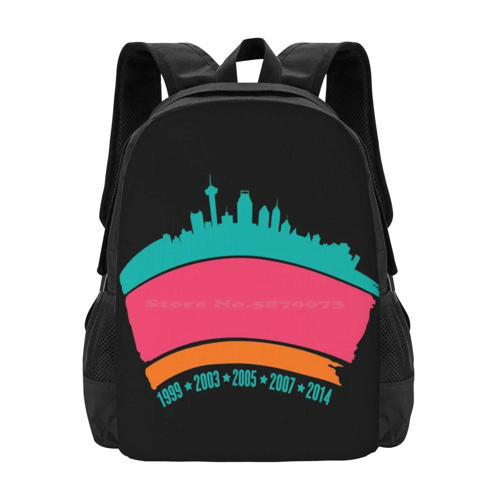 San Antonio Skyline Pattern Design Bagpack School Bags San Antonio Spurs Basketball Skyline City Texas Duncan Parker Manu