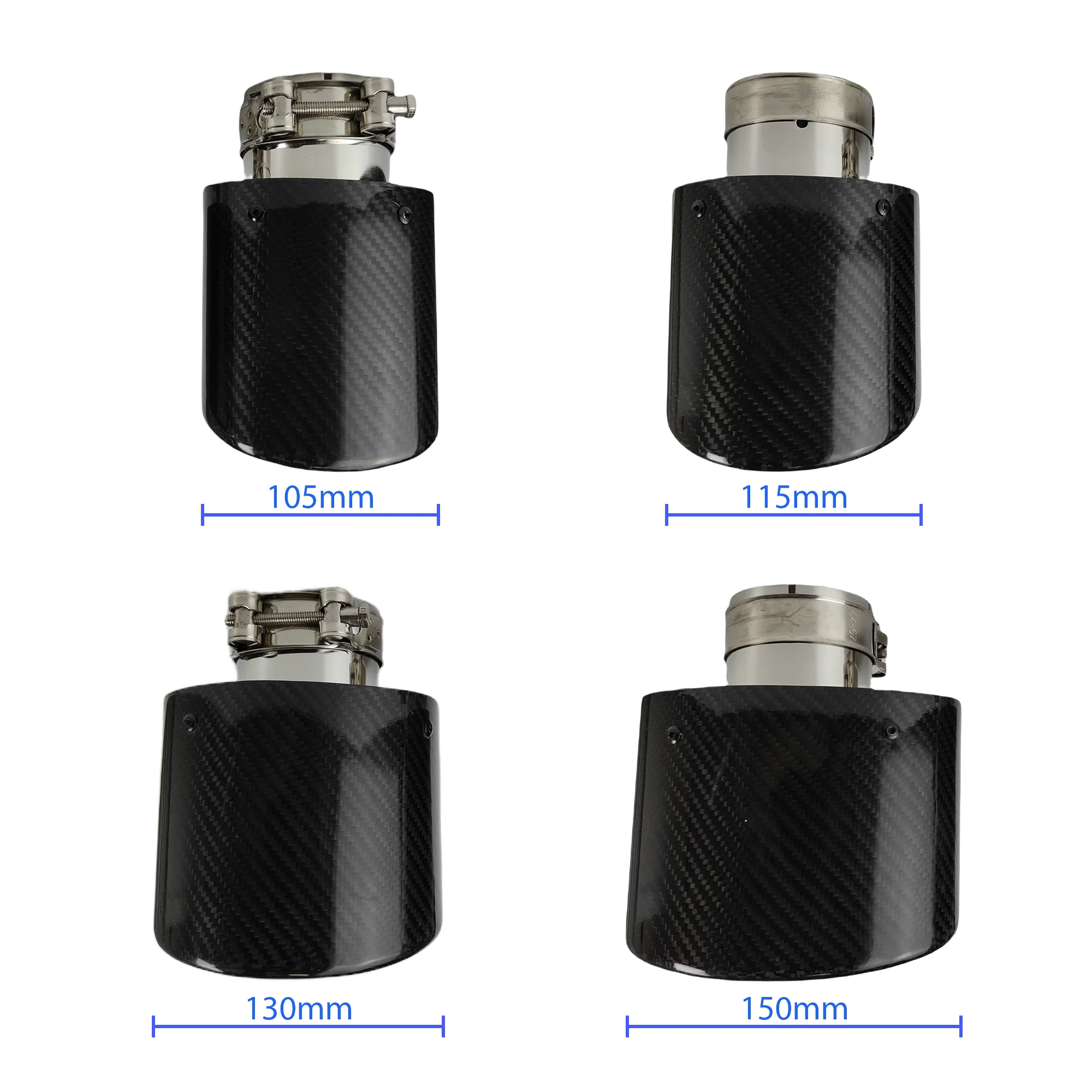 1 Pcs Universal Glossy Carbon Fiber Car Mufflers Tip Exhaust Pipe Nozzle Decoration polishing Oval Width 105/115/130/150