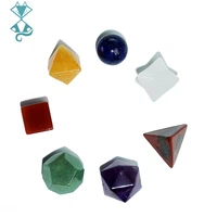 mini 7 chakra crystal plantonic solids geometry polishing tumbled reiki healing natural stones set divination related ornaments