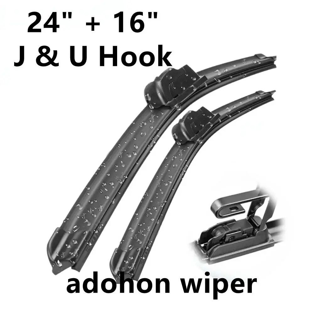 

2Pcs 24"+16" J&U Hook Car Front Wiper Blades For Kia K900 2019-2021 Windscreen