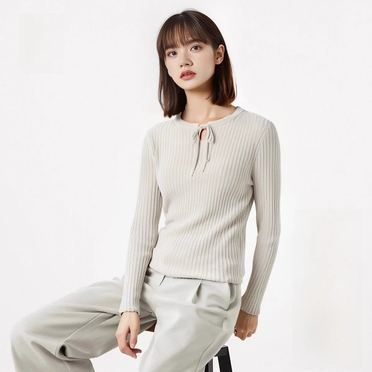 Женская одежда You Official Cooperation вязаный свитер с длинными рукавами и круглым