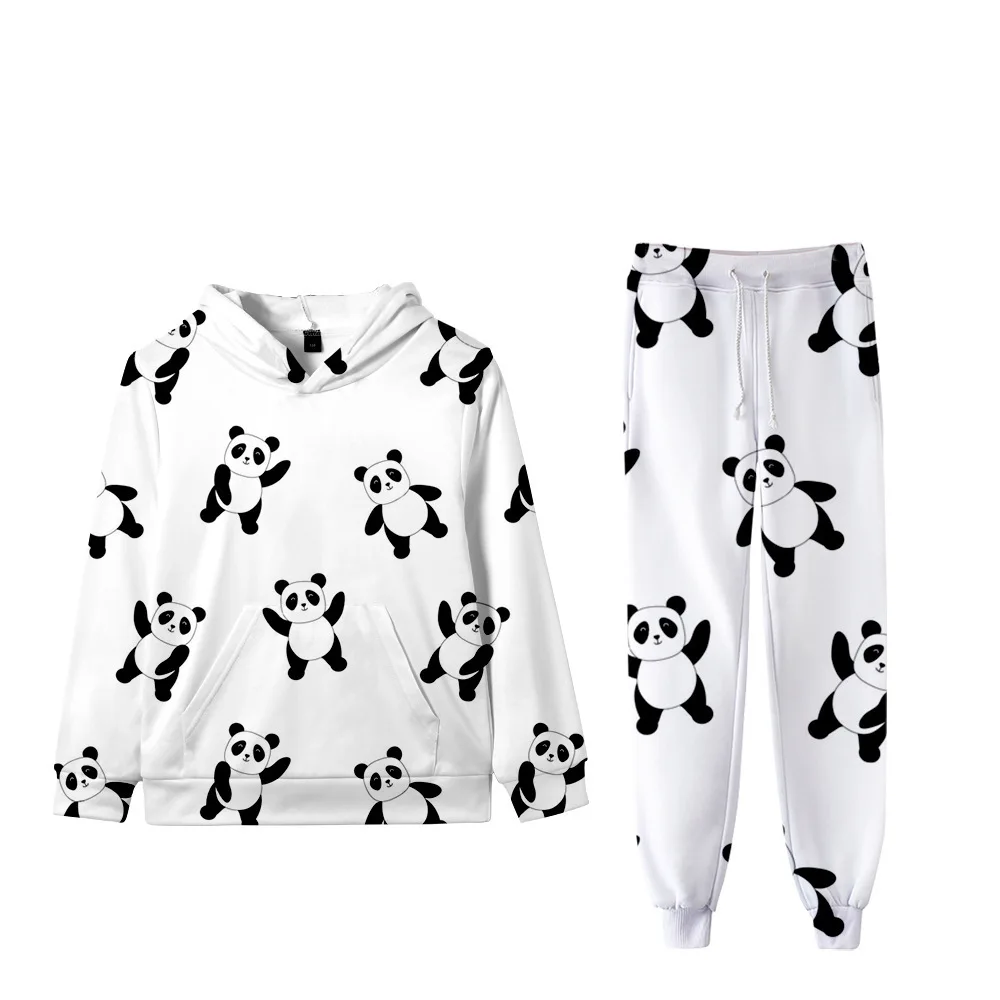 Костюм с капюшоном и брюками для мужчин женщин милые худи штаны 3D-принтом панды