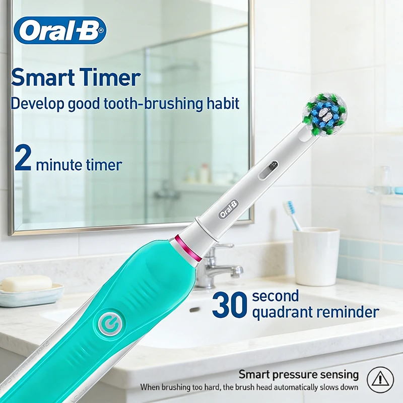 Фото Электрическая зубная щетка Oral-B D16 для взрослых с портативным 2-минутным таймером, перезаряжаемая, с вращающимися мягкими щетинками для ухода за полостью рта №5